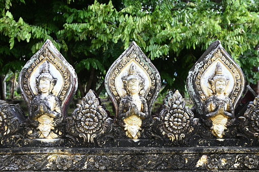 Traditional Thai-style molding art for decorating on the temple wall in Thailand