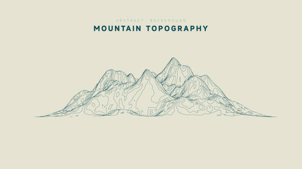 abstrakte kontur linienstil bergtopografie muster hintergrund - topografie stock-grafiken, -clipart, -cartoons und -symbole