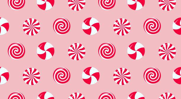 Christmas peppermint swirl candies seamless pattern. Christmas peppermint swirl candies seamless pattern. Vector illustration. peppermints stock illustrations