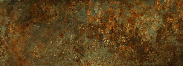 istock Old rusty metal texture. Grunge background wallpaper. Horizontal banner 1490864852