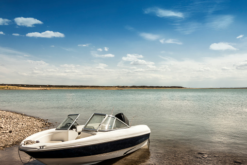 El Carrizal dam, a place to practice various water sports. Rivadavia, Mendoza, Argentina.