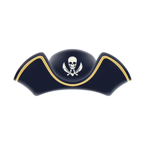 Vector illustration of Cartoon pirate captain tricorn cocked hat