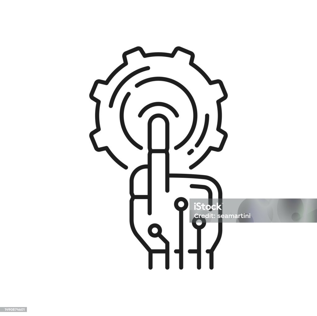 Automation Hand Icon Automation Software Robotic Hand Touching Button Stock Illustration ...
