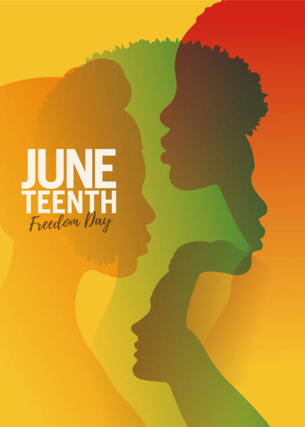 Juneteenth Independence Day banner. Silhouettes of African-American profile. June 19 holiday. Juneteenth Independence Day. Silhouettes of African-American profile. African-American history and heritage. Freedom or Liberation day. Card, banner, poster, background design. Vector illustration. Stock illustration juneteenth celebration stock illustrations
