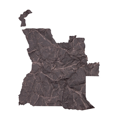 map of Angola on old dark crumpled grunge paper