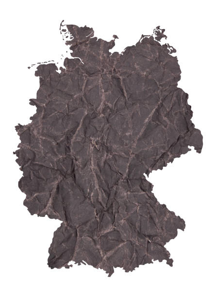 map of Germany on old dark crumpled grunge paper