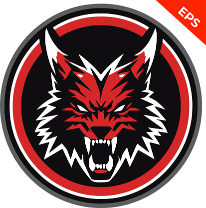 Angry wolf monster emblem, Wolf icons vector, in the style of Warhammer, steel punk, apocalyptic visions, Warhammer 40K orcs, Print. Vector illustration.