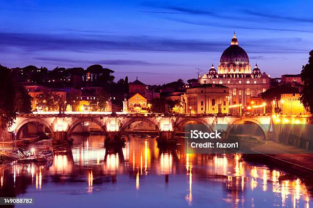 River Tiber In Rome Italy Stock Photo - Download Image Now - Rome - Italy, St. Peter's Basilica - The Vatican, Sunset