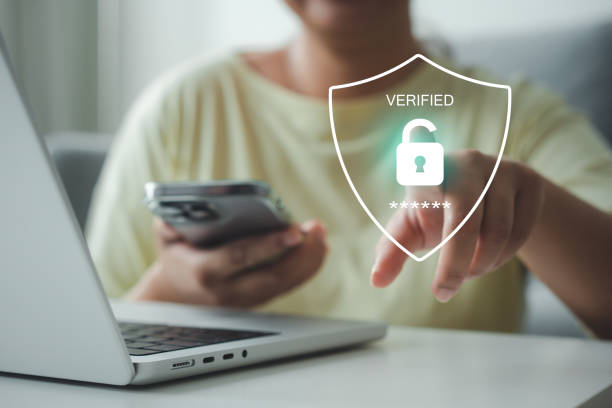Devices password protection to verify user before connect to internet. Password verification concept