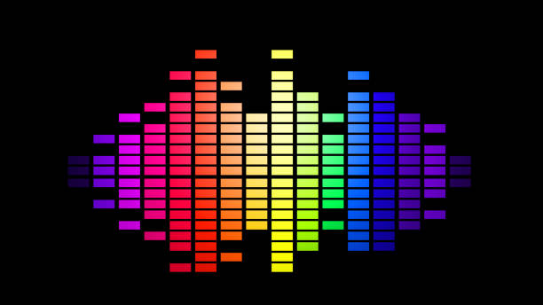 3D rendering of a colorful musical bar showing volume on black background