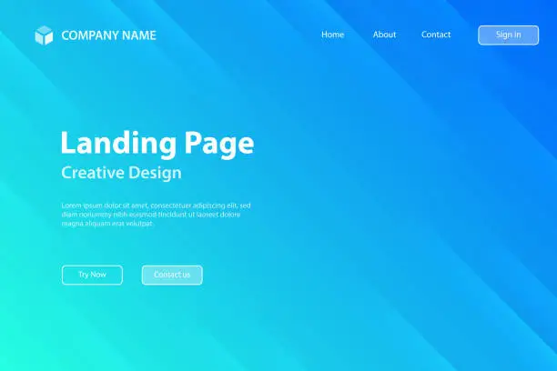 Vector illustration of Landing page Template - Modern abstract background - Trendy Blue gradient