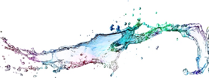 Colorful splashing ink and white background
