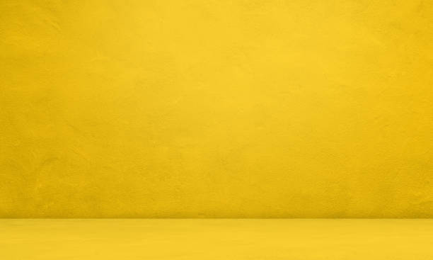 istock Background Yellow Studio Room Wall Cement Loft,Empty Table Floor Summer Product,Abstract Golden Color Display Podium Stage Platform Template Solid Concrete Minimal Space Workplace Counter Bar Desk. 1490902149