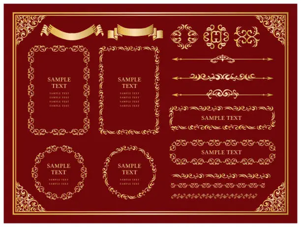 Vector illustration of Traditional decorative vintage frames and ornaments set vector design.