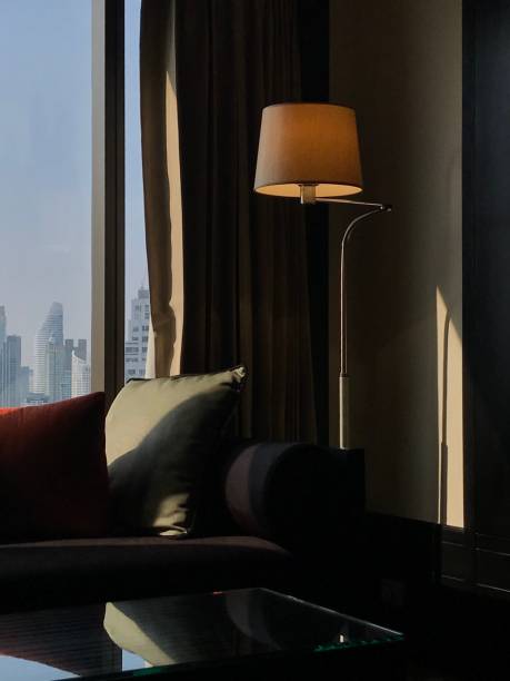 istock Luxury living room with window side 1490904346