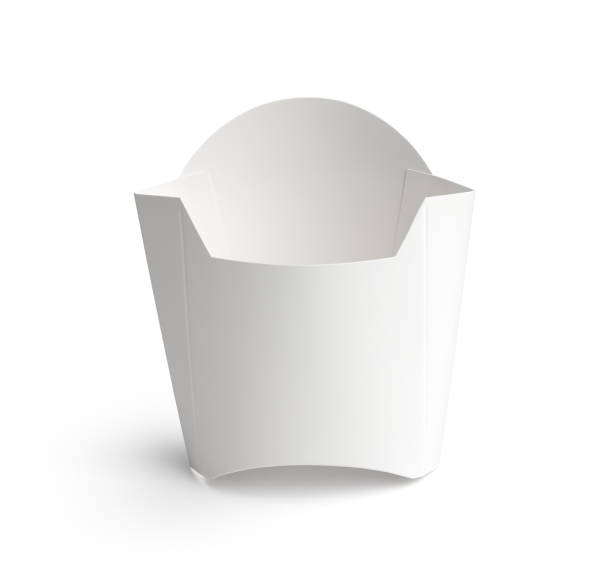White paper box for french fries stock photo