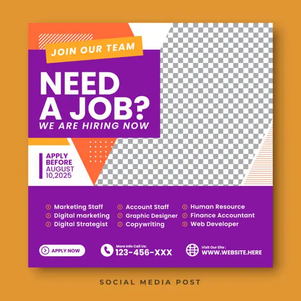 Vector illustration of Job vacancy social media post template