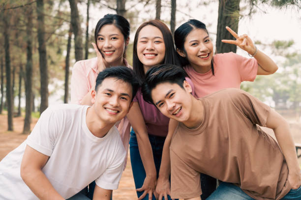 istock Group Asian people picnic outside 1490914141