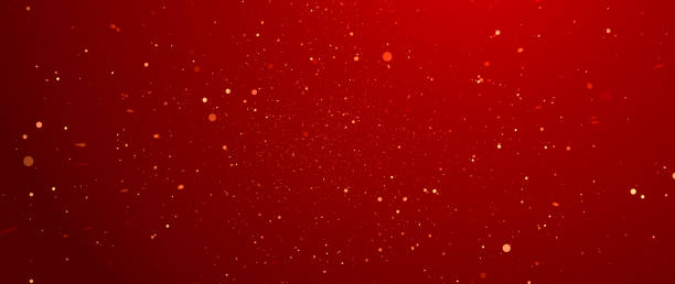 istock Banner particles glitter awards dust red gradient abstract background. Futuristic glittering in space on red background. 1490915769