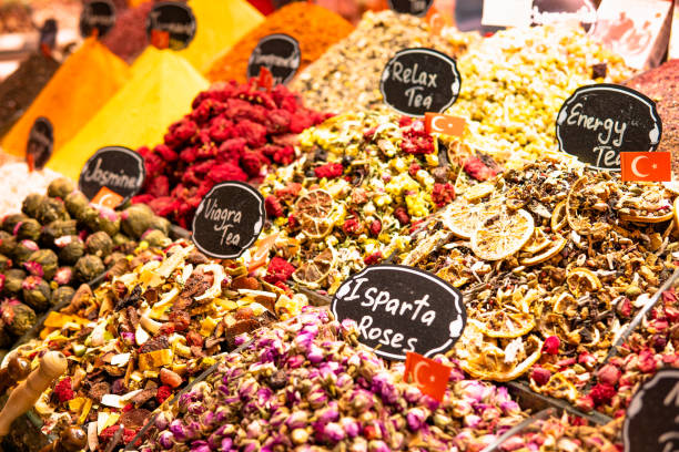 istock Close up on various herbal teas at Egyptian Bazaar in Istanbul 1490916042