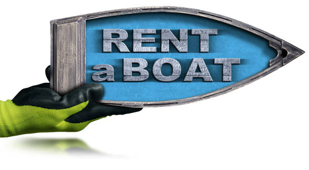istock Hand Holding a Small Wooden Boat with Text Rent a Boat 1490916113