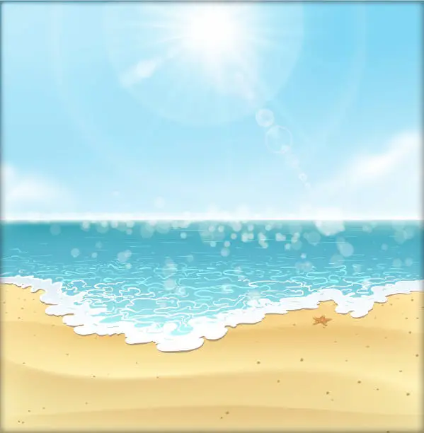 Vector illustration of coastline sunny