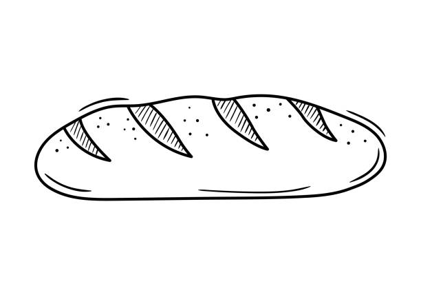 ilustrações de stock, clip art, desenhos animados e ícones de hand drawn loaf sketch - sandwich sketch cartoon line art