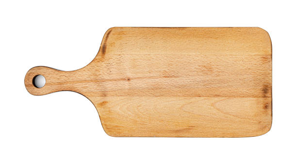 istock Wooden cutting board on a white background 1490920346