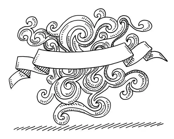 Vector illustration of Blank Celebration Ribbon Swirl Pattern Drawing