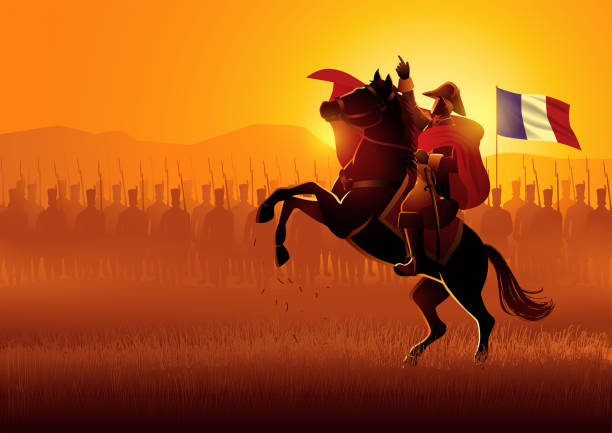 istock Napoleon on horseback leading his army on battlefield 1490925288