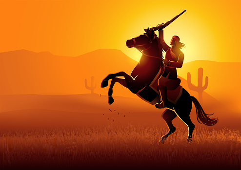 Vector illustration of Geronimo on horseback, was a famous leader and medicine man from the Ndendahe Apache people's Bedonkohe band.