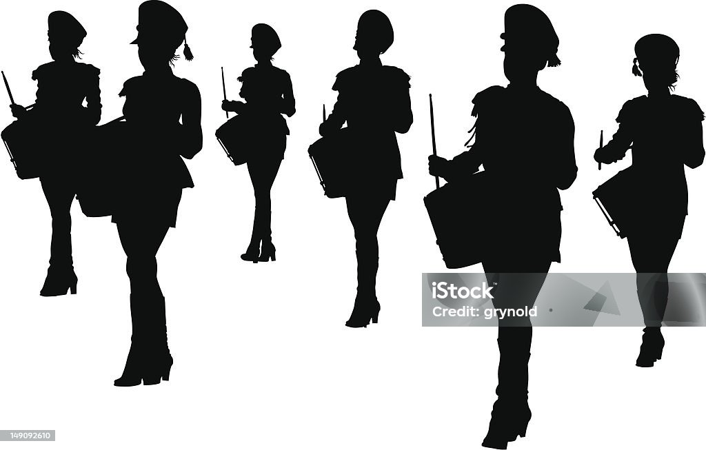 Filles en uniforme avec tambours - clipart vectoriel de Adolescent libre de droits