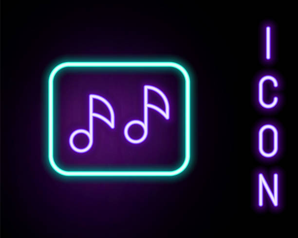 istock Glowing neon line Music note, tone icon isolated on black background. Colorful outline concept. Vector 1490927283