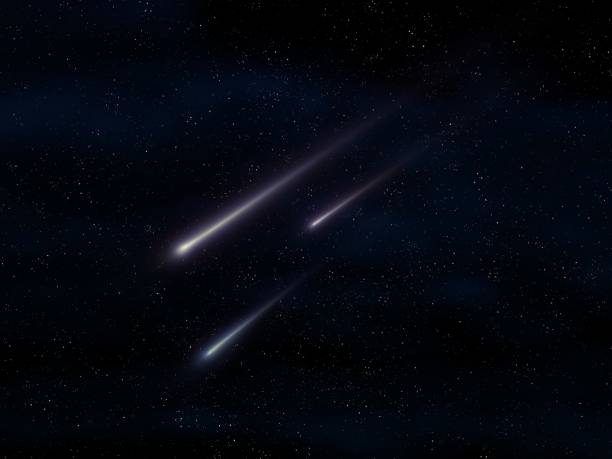 istock Three fireballs burn up in the atmosphere, beautiful meteor stream. 1490936347
