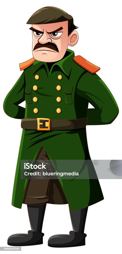 Serious Military Officer With Grumpy Expression Stock Illustration ...
