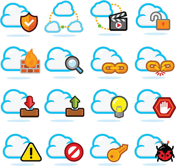 Cloud Network Icon Set vector art illustration