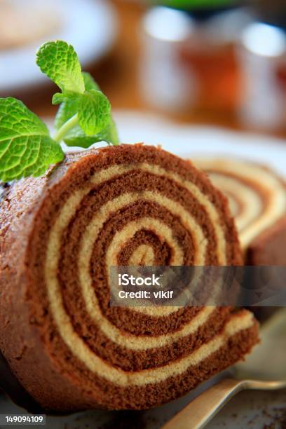 Slices Of Sponge Cake Roll Detail Stock Photo - Download Image Now - Baked, Cacao Fruit, Cake