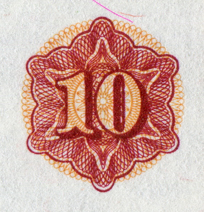 Number 10 Pattern Design on Banknote