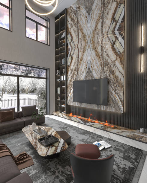 istock luxury modern living room fireplace 1490944581