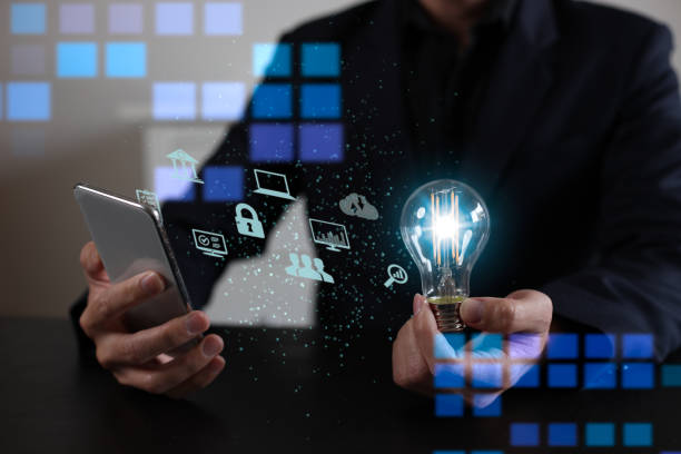istock Digital transformation technology strategy, IoT, internet of things. transformation of ideas and the adoption of technology in business in the digital age, enhancing global business capabilities. Ai 1490944667