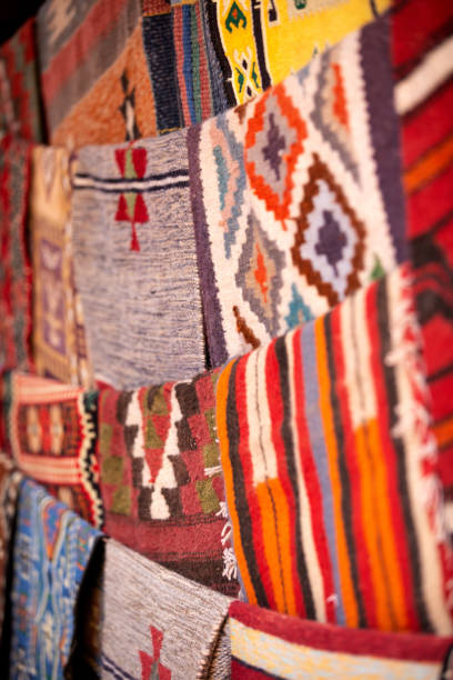 Colorful handmade woolen bedouin rugs, Jordan