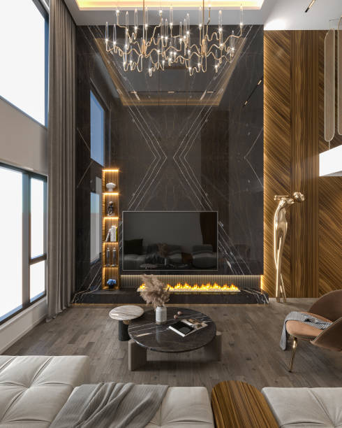istock luxury modern living room fireplace 1490947199