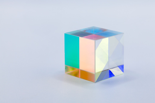 prism in exciting colors against a light gray background
