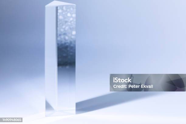 Prism On High In The Studio All In Blue Stock Photo - Download Image Now - Prism, Blue, Reflection