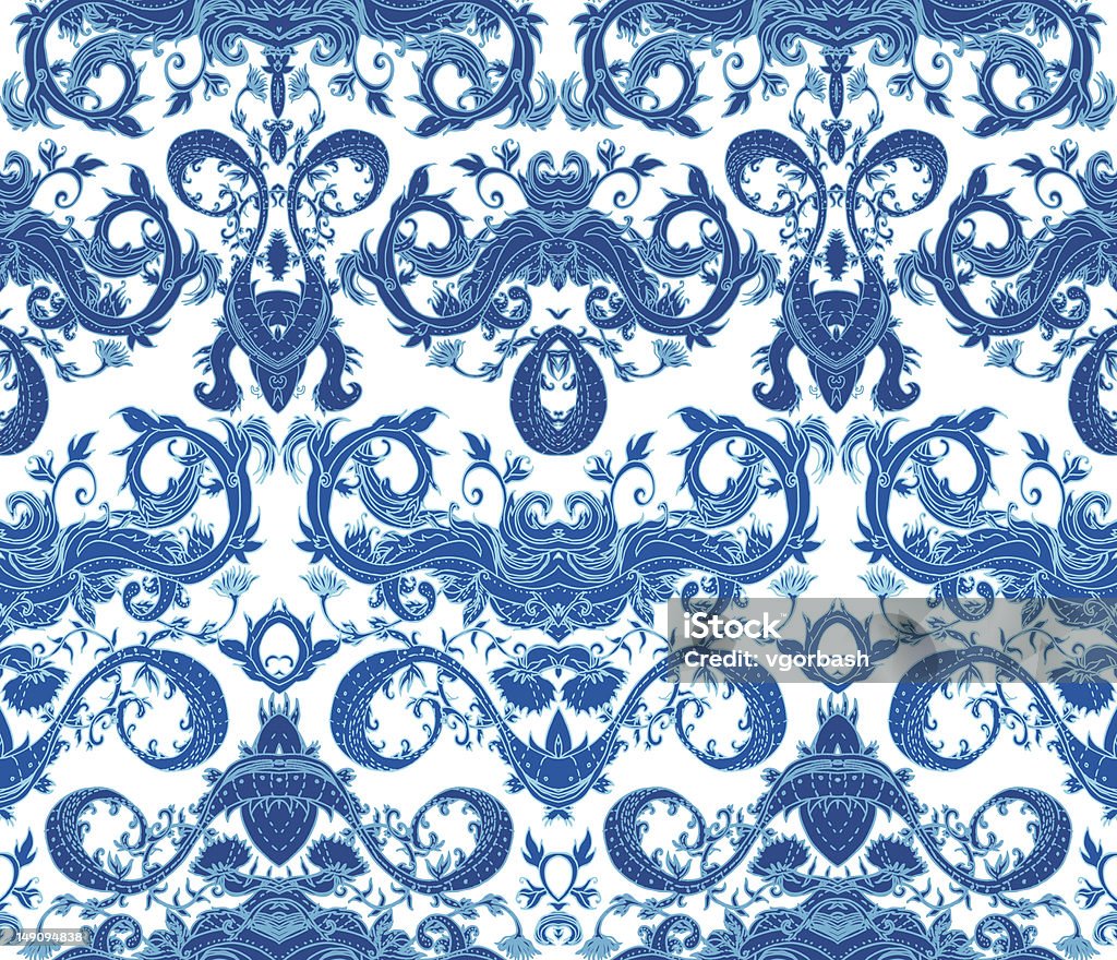 Blue White Vector Pattern Blue And White Seamless Floral Vector Pattern Stock Illustration ...