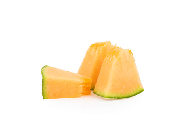 istock small pieces of cantaloupe melon isolated on white background. 1490948906