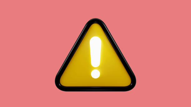 istock 3D rendering of a warning road sign with an exclamation mark on color background 1490951383