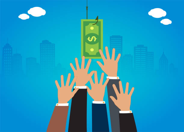 The eagerness for money, entrapment, salary, corruption... Vector illustration in HD very easy to make edits. minimum wage stock illustrations