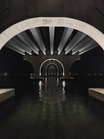 Under bridge at night