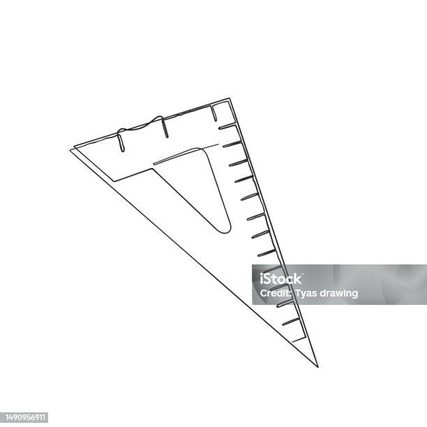 Continuous Line Drawing Triangle Ruler Illustration Stock Illustration ...